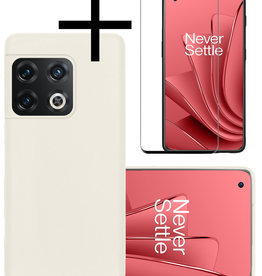 NoXx NoXx OnePlus 10 Pro Hoesje Siliconen Met Screenprotector - Wit