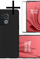NoXx Hoes Geschikt voor OnePlus 10 Pro Hoesje Cover Siliconen Back Case Hoes Met Screenprotector - Zwart