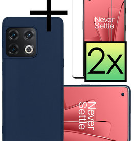 NoXx NoXx OnePlus 10 Pro Hoesje Siliconen Met 2x Screenprotector - Donkerblauw