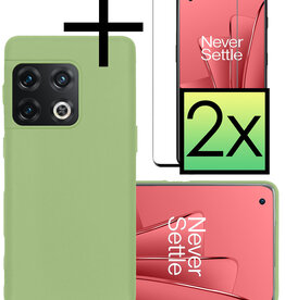 NoXx NoXx OnePlus 10 Pro Hoesje Siliconen Met 2x Screenprotector - Groen