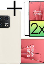 NoXx Hoes Geschikt voor OnePlus 10 Pro Hoesje Cover Siliconen Back Case Hoes Met 2x Screenprotector - Wit