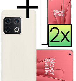 NoXx NoXx OnePlus 10 Pro Hoesje Siliconen Met 2x Screenprotector - Wit