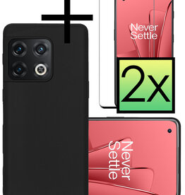 NoXx NoXx OnePlus 10 Pro Hoesje Siliconen Met 2x Screenprotector - Zwart