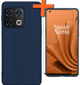 Nomfy Nomfy OnePlus 10 Pro Hoesje Siliconen Met Screenprotector - Donkerblauw