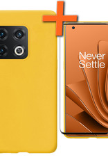 Nomfy Hoesje Geschikt voor OnePlus 10 Pro Hoesje Siliconen Cover Case Met Screenprotector - Hoes Geschikt voor OnePlus 10 Pro Hoes Back Case - Geel