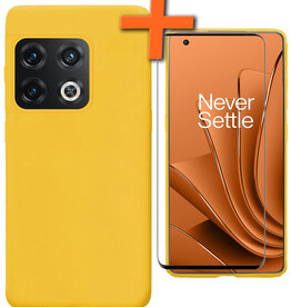 Nomfy Nomfy OnePlus 10 Pro Hoesje Siliconen Met Screenprotector - Geel