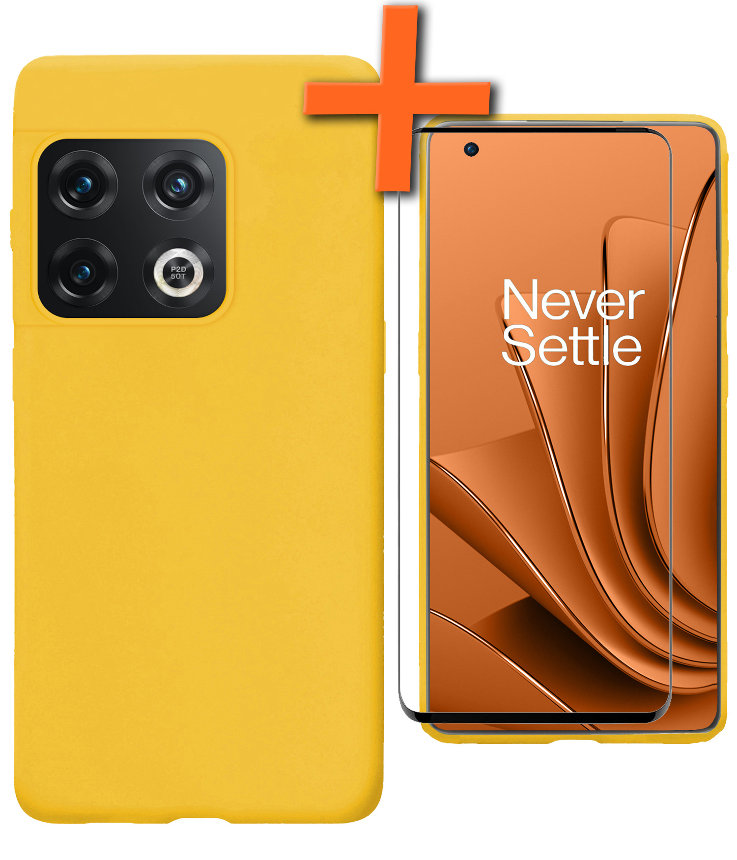 Nomfy Hoesje Geschikt voor OnePlus 10 Pro Hoesje Siliconen Cover Case Met Screenprotector - Hoes Geschikt voor OnePlus 10 Pro Hoes Back Case - Geel