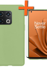 Nomfy Hoesje Geschikt voor OnePlus 10 Pro Hoesje Siliconen Cover Case Met Screenprotector - Hoes Geschikt voor OnePlus 10 Pro Hoes Back Case - Groen