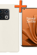 Nomfy Hoesje Geschikt voor OnePlus 10 Pro Hoesje Siliconen Cover Case Met Screenprotector - Hoes Geschikt voor OnePlus 10 Pro Hoes Back Case - Wit