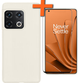 Nomfy Nomfy OnePlus 10 Pro Hoesje Siliconen Met Screenprotector - Wit