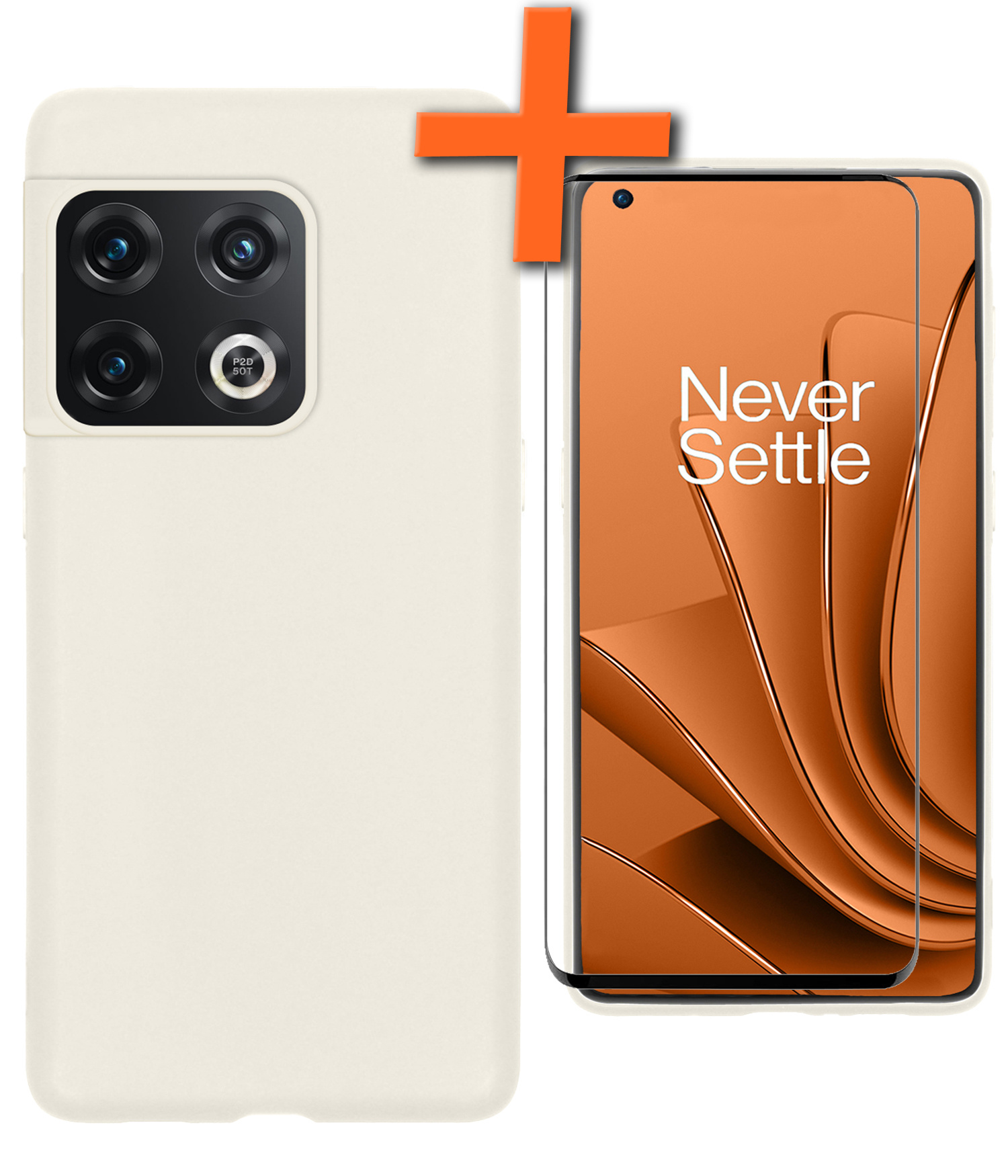 Nomfy Hoesje Geschikt voor OnePlus 10 Pro Hoesje Siliconen Cover Case Met Screenprotector - Hoes Geschikt voor OnePlus 10 Pro Hoes Back Case - Wit