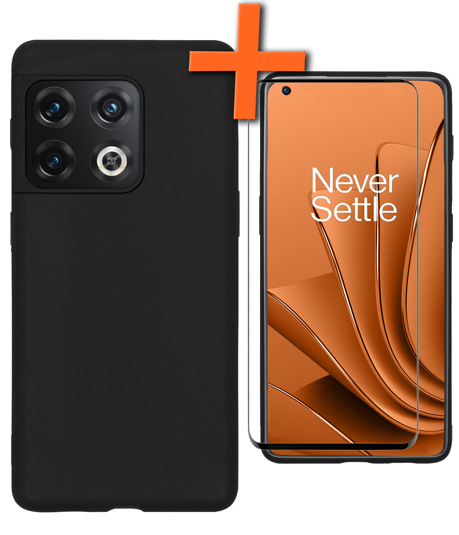 Nomfy Hoesje Geschikt voor OnePlus 10 Pro Hoesje Siliconen Cover Case Met Screenprotector - Hoes Geschikt voor OnePlus 10 Pro Hoes Back Case - Zwart