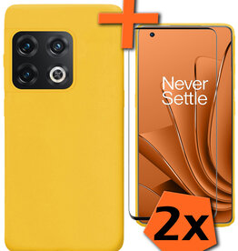 Nomfy Nomfy OnePlus 10 Pro Hoesje Siliconen Met 2x Screenprotector - Geel