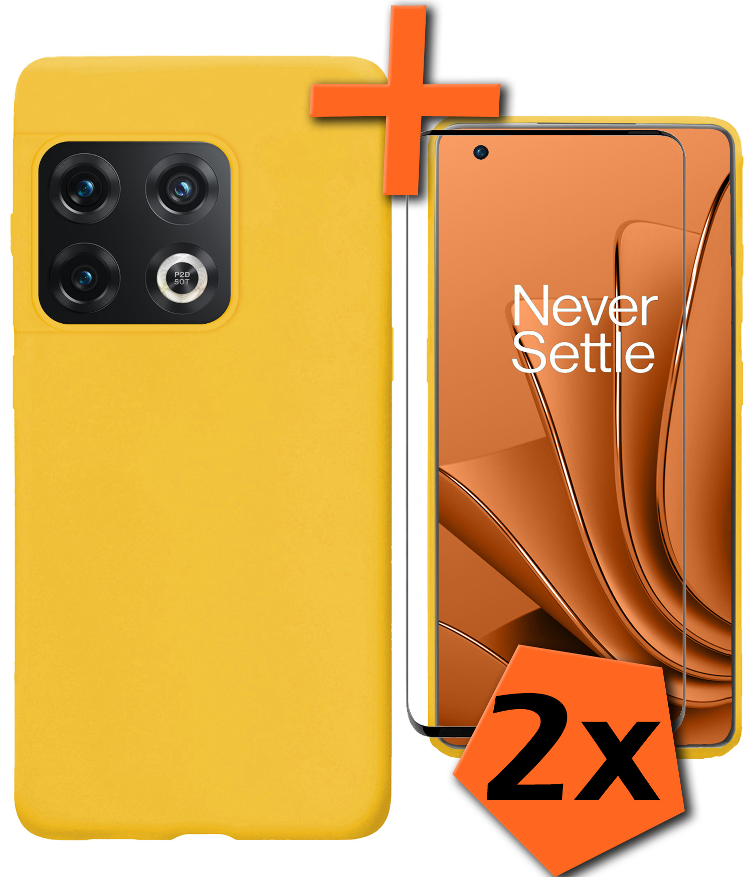Nomfy Hoesje Geschikt voor OnePlus 10 Pro Hoesje Siliconen Cover Case Met 2x Screenprotector - Hoes Geschikt voor OnePlus 10 Pro Hoes Back Case - Geel