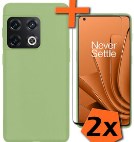 Nomfy Nomfy OnePlus 10 Pro Hoesje Siliconen Met 2x Screenprotector - Groen