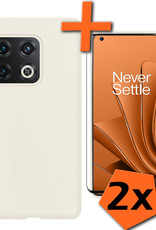 Nomfy Hoesje Geschikt voor OnePlus 10 Pro Hoesje Siliconen Cover Case Met 2x Screenprotector - Hoes Geschikt voor OnePlus 10 Pro Hoes Back Case - Wit