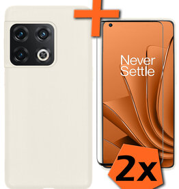 Nomfy Nomfy OnePlus 10 Pro Hoesje Siliconen Met 2x Screenprotector - Wit