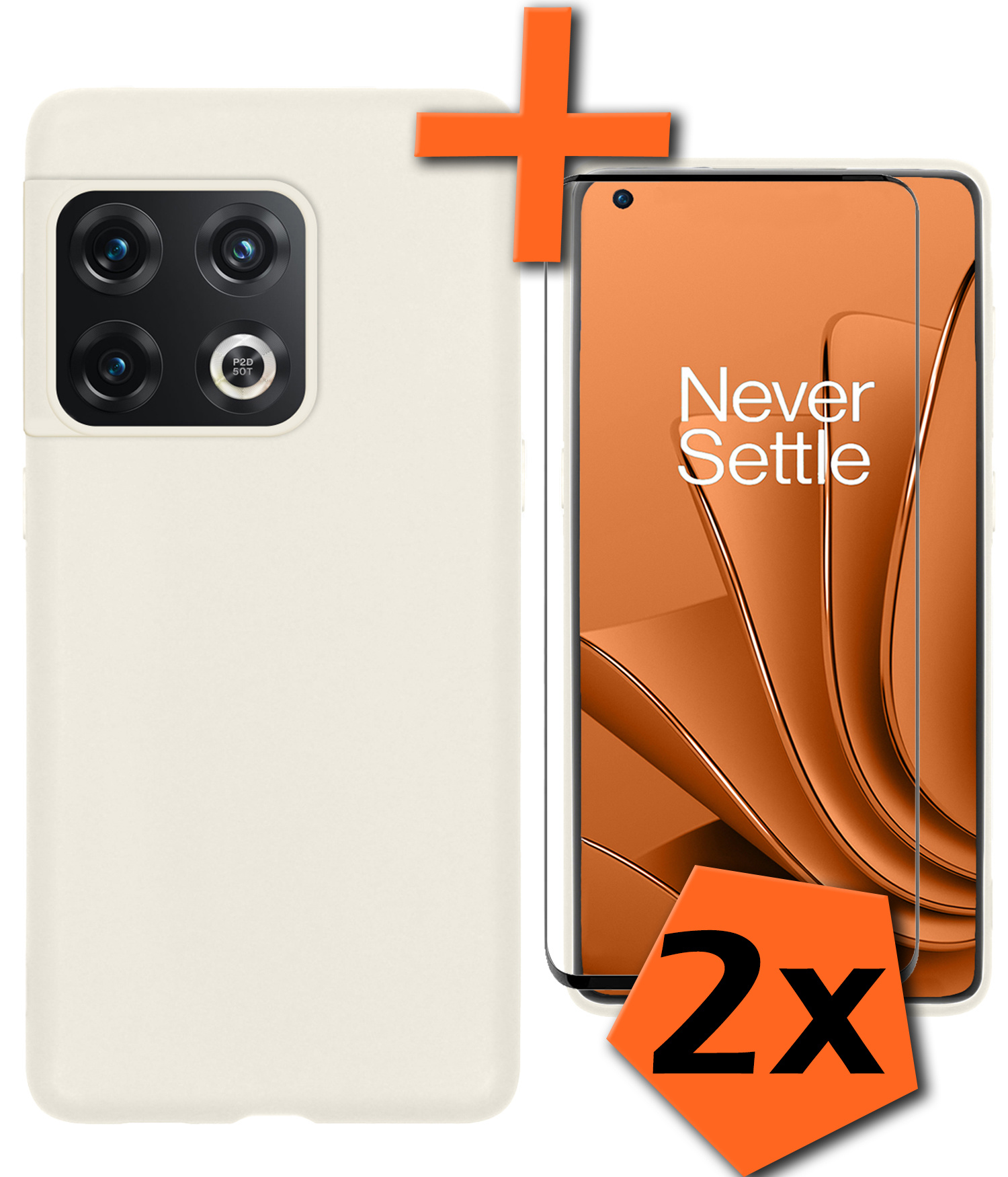 Nomfy Hoesje Geschikt voor OnePlus 10 Pro Hoesje Siliconen Cover Case Met 2x Screenprotector - Hoes Geschikt voor OnePlus 10 Pro Hoes Back Case - Wit