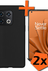 Nomfy Hoesje Geschikt voor OnePlus 10 Pro Hoesje Siliconen Cover Case Met 2x Screenprotector - Hoes Geschikt voor OnePlus 10 Pro Hoes Back Case - Zwart