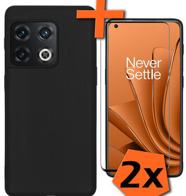 Nomfy Nomfy OnePlus 10 Pro Hoesje Siliconen Met 2x Screenprotector - Zwart