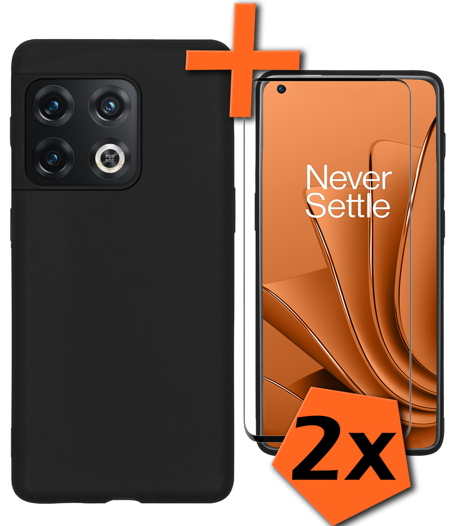 Nomfy Hoesje Geschikt voor OnePlus 10 Pro Hoesje Siliconen Cover Case Met 2x Screenprotector - Hoes Geschikt voor OnePlus 10 Pro Hoes Back Case - Zwart
