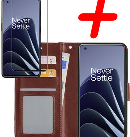BASEY. BASEY. OnePlus 10 Pro Hoesje Bookcase Bruin Met Screenprotector