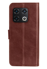 Hoes Geschikt voor OnePlus 10 Pro Hoesje Bookcase Hoes Flip Case Book Cover Met Screenprotector - Hoesje Geschikt voor OnePlus 10 Pro Hoes Book Case Hoesje - Bruin