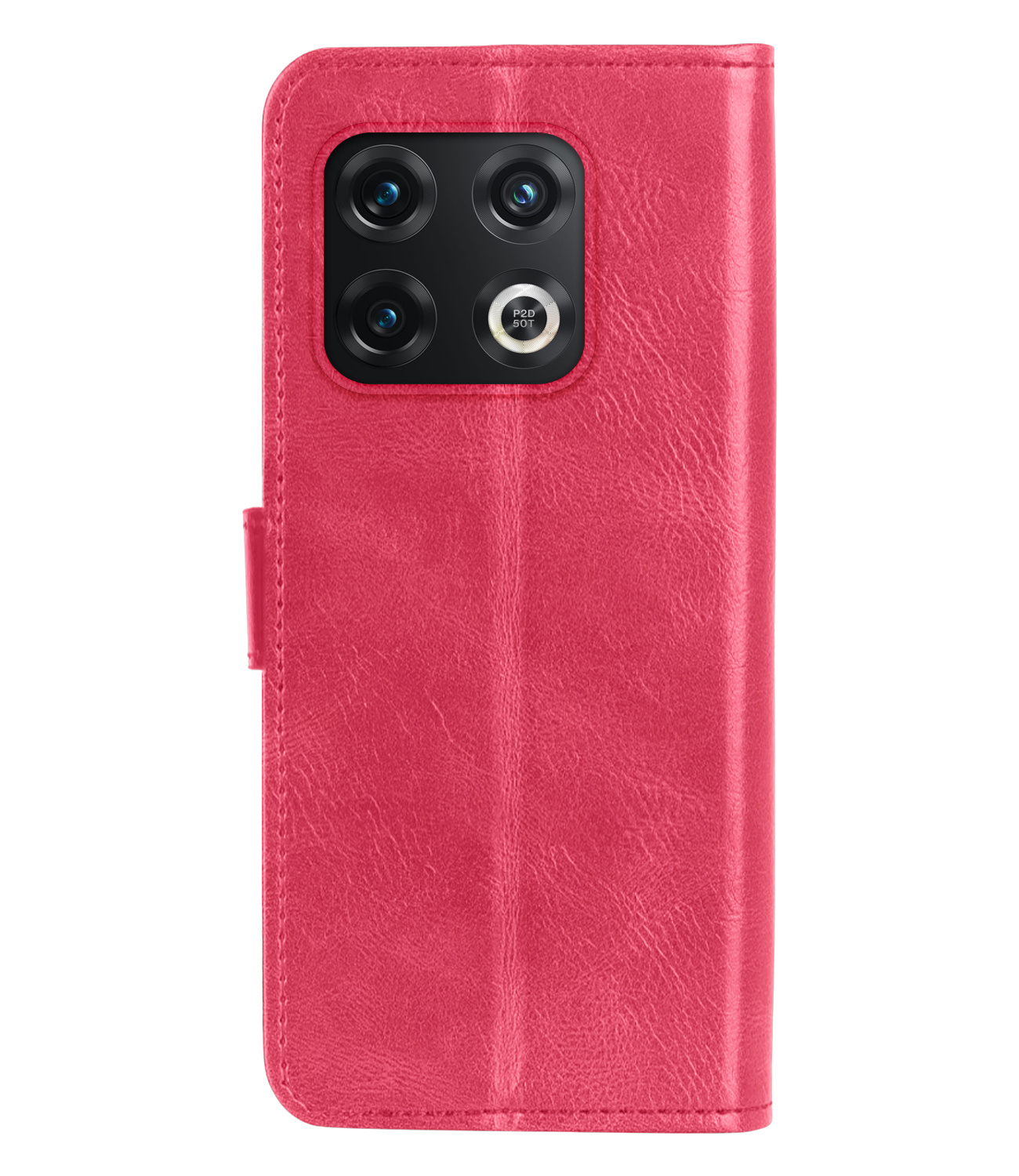 Hoes Geschikt voor OnePlus 10 Pro Hoesje Bookcase Hoes Flip Case Book Cover Met Screenprotector - Hoesje Geschikt voor OnePlus 10 Pro Hoes Book Case Hoesje - Donkerroze