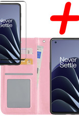 BASEY. Hoes Geschikt voor OnePlus 10 Pro Hoesje Bookcase Hoes Flip Case Book Cover Met Screenprotector - Hoesje Geschikt voor OnePlus 10 Pro Hoes Book Case Hoesje - Lichtroze