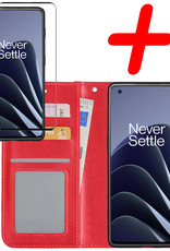BASEY. Hoes Geschikt voor OnePlus 10 Pro Hoesje Bookcase Hoes Flip Case Book Cover Met Screenprotector - Hoesje Geschikt voor OnePlus 10 Pro Hoes Book Case Hoesje - Rood