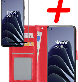 BASEY. OnePlus 10 Pro Hoesje Bookcase Rood Met Screenprotector