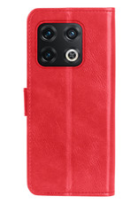 Hoes Geschikt voor OnePlus 10 Pro Hoesje Bookcase Hoes Flip Case Book Cover Met Screenprotector - Hoesje Geschikt voor OnePlus 10 Pro Hoes Book Case Hoesje - Rood
