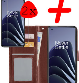 BASEY. BASEY. OnePlus 10 Pro Hoesje Bookcase Bruin Met 2x Screenprotector