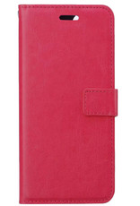 Hoes Geschikt voor OnePlus 10 Pro Hoesje Bookcase Hoes Flip Case Book Cover Met 2x Screenprotector - Hoesje Geschikt voor OnePlus 10 Pro Hoes Book Case Hoesje - Donkerroze