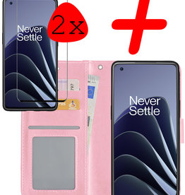 BASEY. BASEY. OnePlus 10 Pro Hoesje Bookcase Lichtroze Met 2x Screenprotector