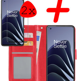 BASEY. BASEY. OnePlus 10 Pro Hoesje Bookcase Rood Met 2x Screenprotector