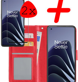 BASEY. OnePlus 10 Pro Hoesje Bookcase Rood Met 2x Screenprotector