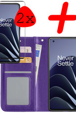 BASEY. Hoes Geschikt voor OnePlus 10 Pro Hoesje Bookcase Hoes Flip Case Book Cover Met 2x Screenprotector - Hoesje Geschikt voor OnePlus 10 Pro Hoes Book Case Hoesje - Paars