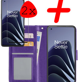 BASEY. BASEY. OnePlus 10 Pro Hoesje Bookcase Paars Met 2x Screenprotector