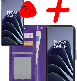 BASEY. OnePlus 10 Pro Hoesje Bookcase Paars Met 2x Screenprotector
