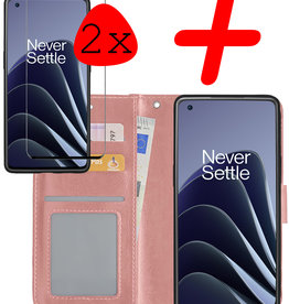 BASEY. BASEY. OnePlus 10 Pro Hoesje Bookcase Rose Goud Met 2x Screenprotector