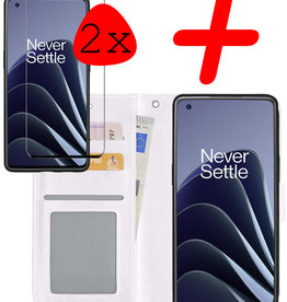 BASEY. BASEY. OnePlus 10 Pro Hoesje Bookcase Wit Met 2x Screenprotector