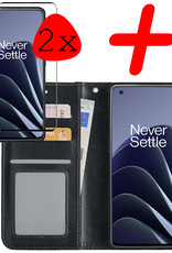 BASEY. Hoes Geschikt voor OnePlus 10 Pro Hoesje Bookcase Hoes Flip Case Book Cover Met 2x Screenprotector - Hoesje Geschikt voor OnePlus 10 Pro Hoes Book Case Hoesje - Zwart