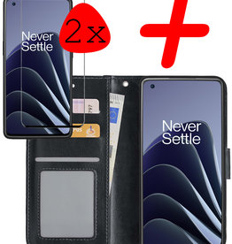 BASEY. OnePlus 10 Pro Hoesje Bookcase Zwart Met 2x Screenprotector
