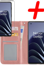 BASEY. Hoes Geschikt voor OnePlus 10 Pro Hoesje Bookcase Hoes Flip Case Book Cover Met Screenprotector - Hoesje Geschikt voor OnePlus 10 Pro Hoes Book Case Hoesje - Rosé goud