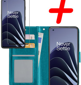 BASEY. OnePlus 10 Pro Hoesje Bookcase Turquoise Met Screenprotector