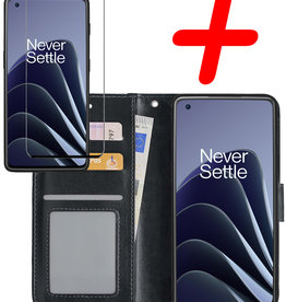 BASEY. OnePlus 10 Pro Hoesje Bookcase Zwart Met Screenprotector