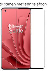 Hoes Geschikt voor OnePlus 10 Pro Hoesje Book Case Hoes Flip Cover Wallet Bookcase Met Screenprotector - Donkerroze
