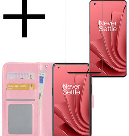NoXx OnePlus 10 Pro Hoesje Bookcase Lichtroze Met Screenprotector