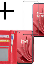 NoXx Hoes Geschikt voor OnePlus 10 Pro Hoesje Book Case Hoes Flip Cover Wallet Bookcase Met Screenprotector - Rood